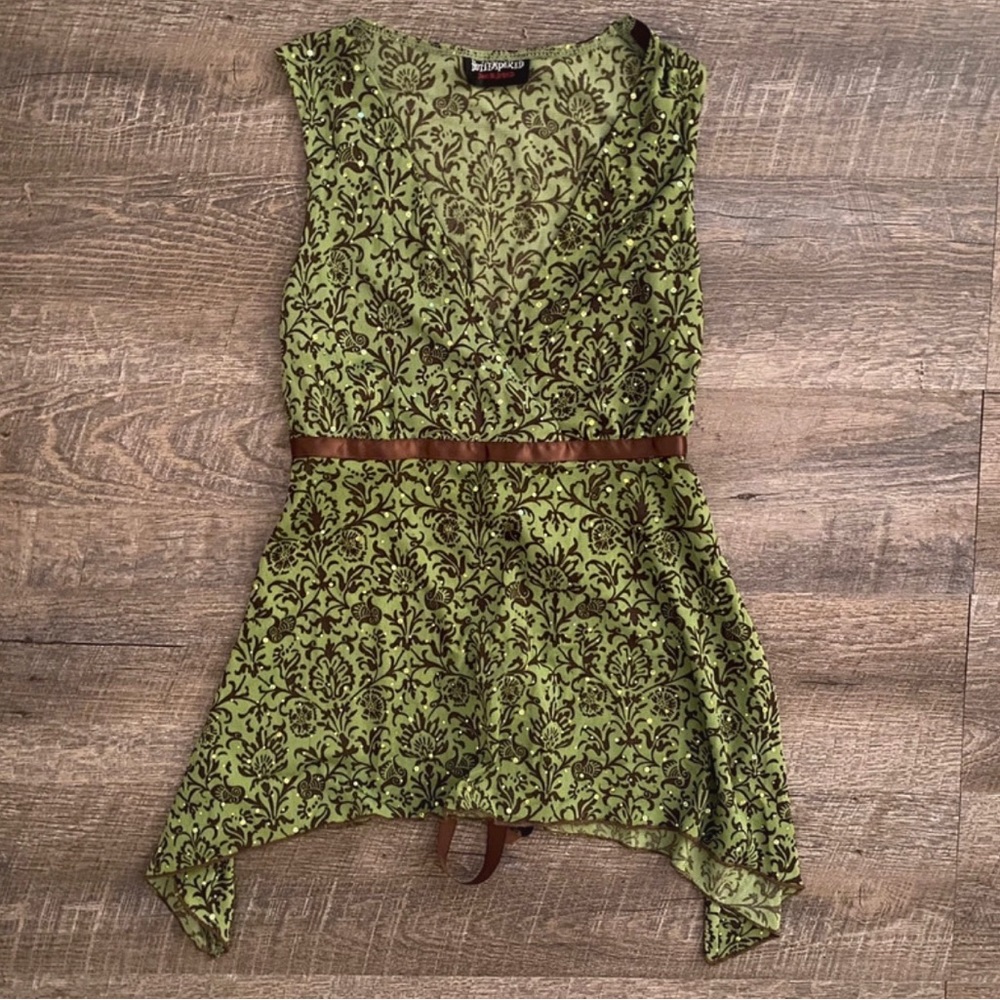 Fairy Y2k green waist tie top